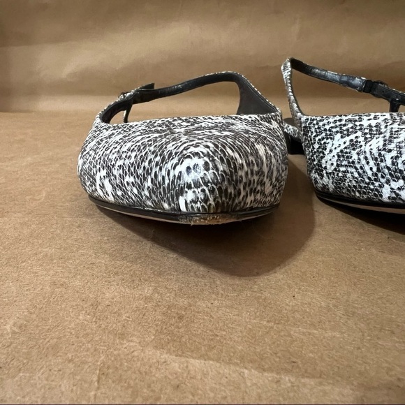 Stuart Weitzman | Slingo Snakeskin Embossed Pointed Toe Slingback Flats Size 6.5 - Picture 6 of 13